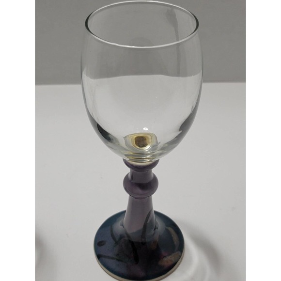 Lot Of 2 Kent Follette Pottery Wine/Champagne Glass With Pottery Stem Signed - Picture 7 of 12